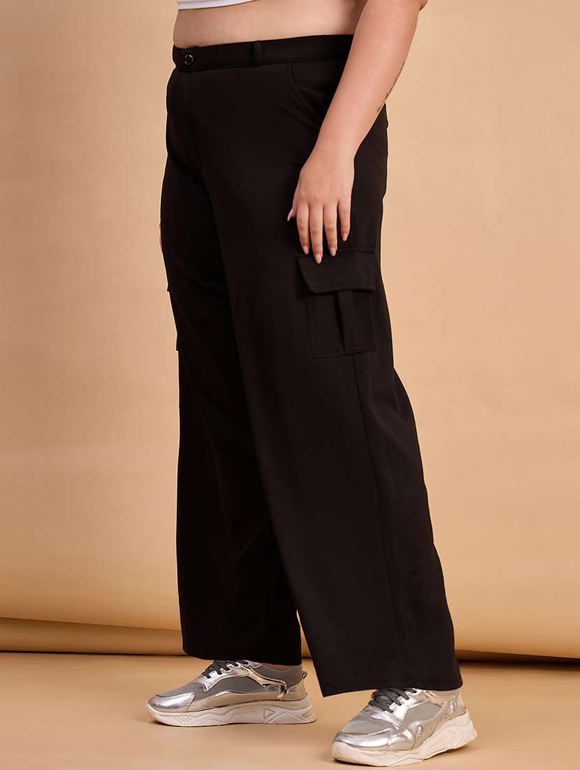 women plus size solid high rise cargo - 22112502 - Standard Image - 1
