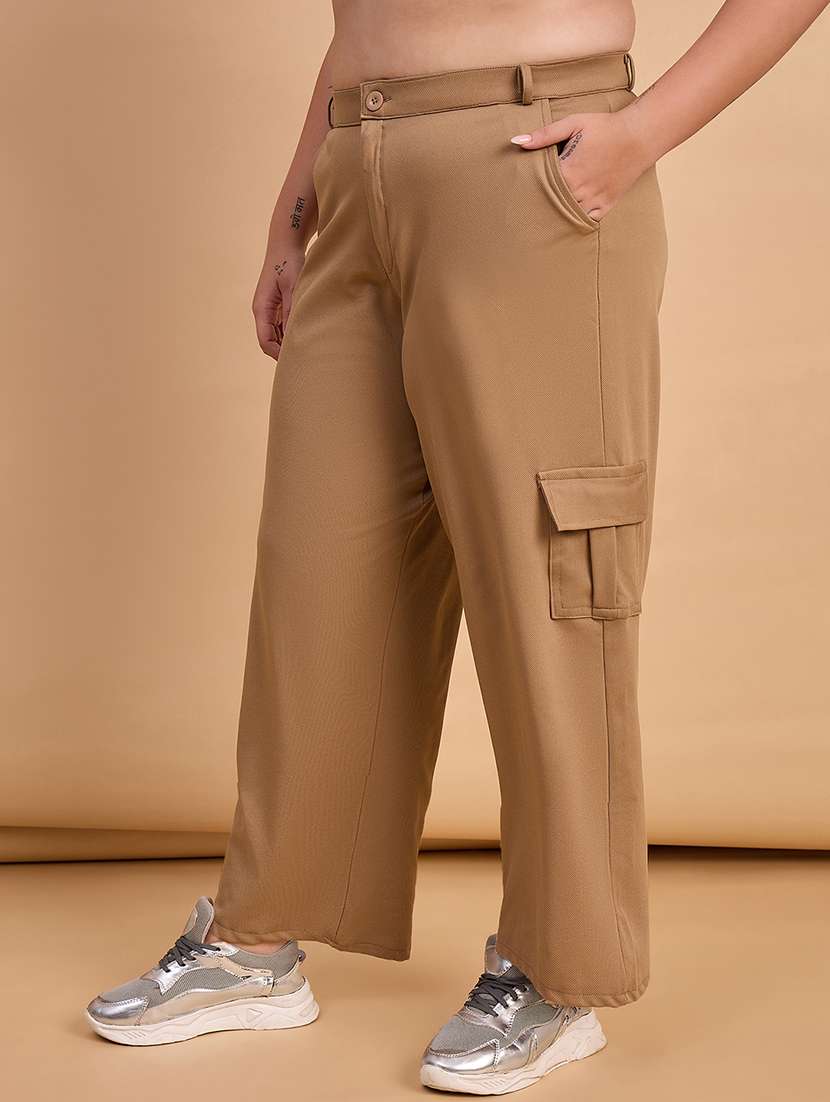 women plus size solid high rise cargo - 22112503 -  Standard Image - 1