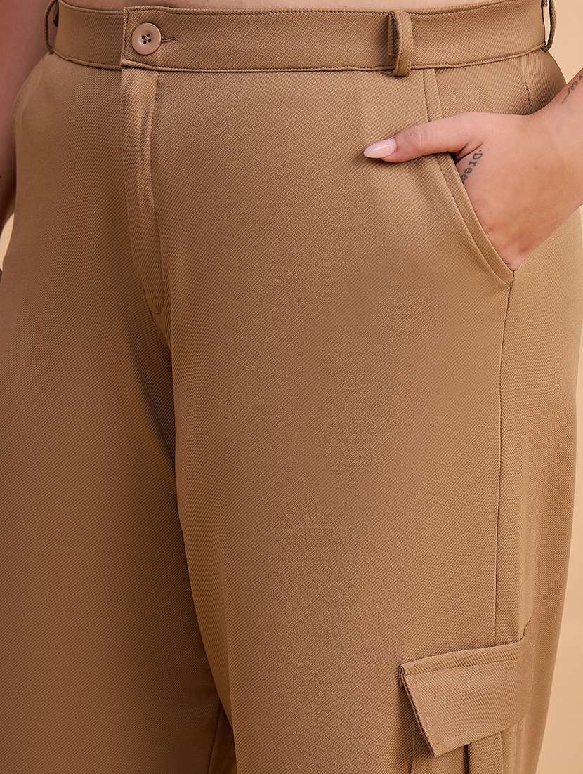 women plus size solid high rise cargo - 22112503 -  Standard Image - 4