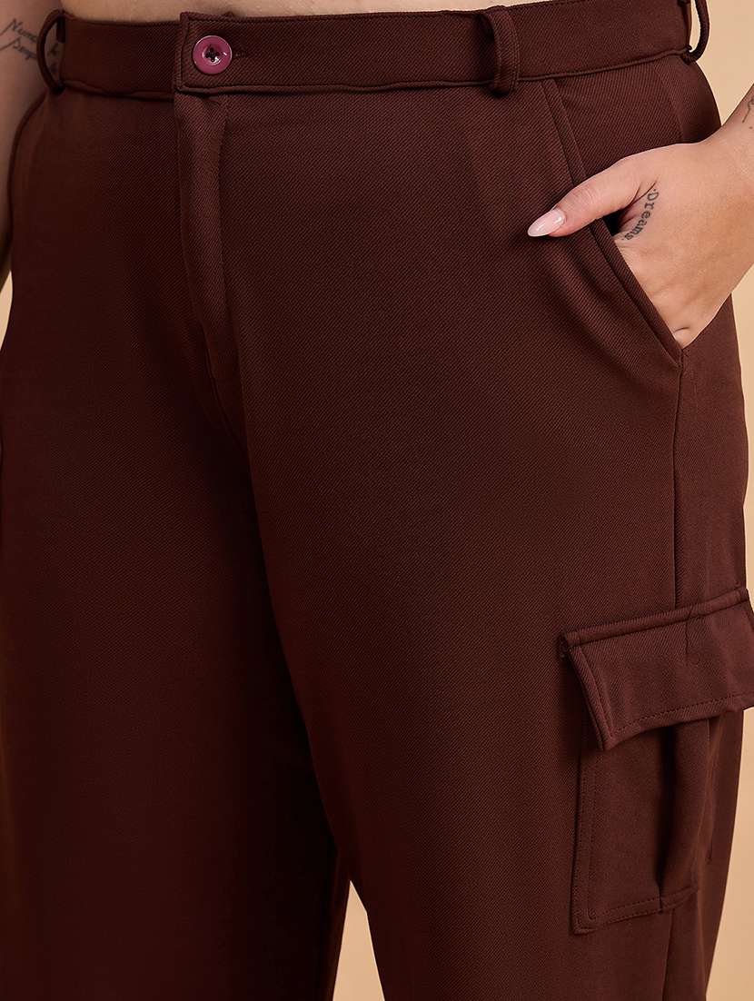 women plus size solid high rise cargo - 22112504 - Standard Image - 4