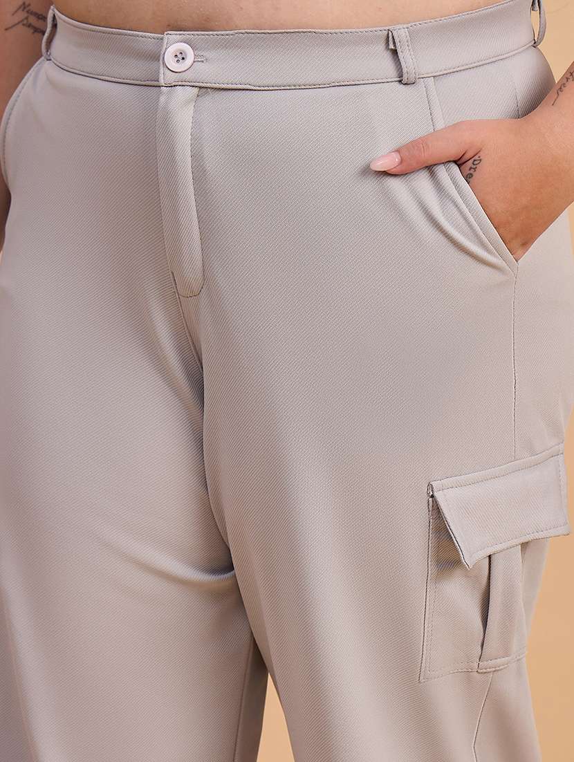 women plus size solid high rise cargo - 22112505 - Standard Image - 4