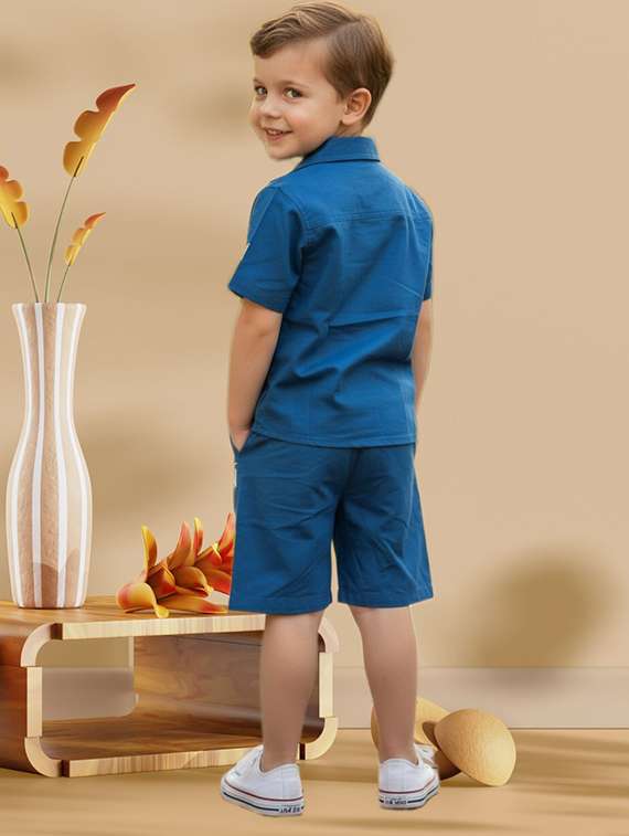 boys printed shirt and shorts co-ord set - 22112617 -  Standard Image - 1