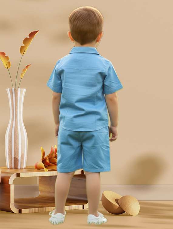 boys printed shirt and shorts co-ord set - 22112619 -  Standard Image - 1