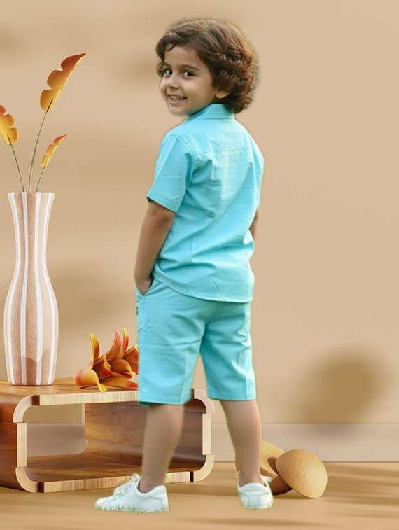boys printed shirt and shorts co-ord set - 22112622 -  Standard Image - 1