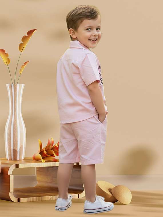 boys printed shirt and shorts co-ord set - 22112624 -  Standard Image - 1