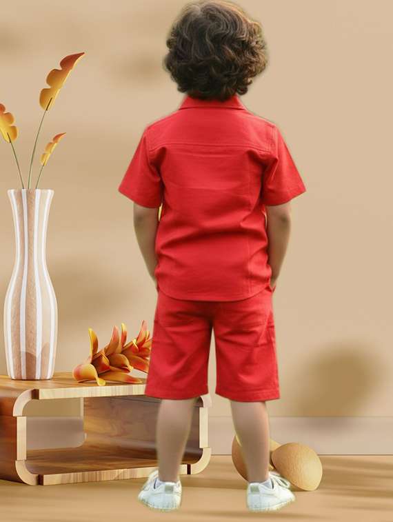 boys printed shirt and shorts co-ord set - 22112627 - Standard Image - 1