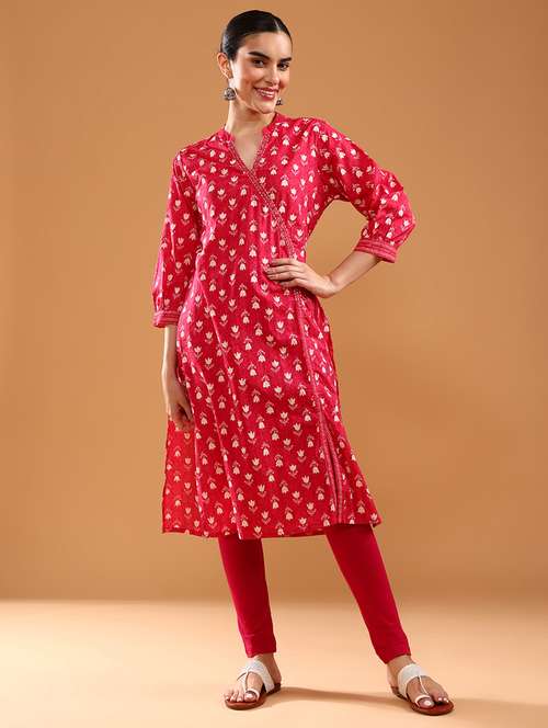 women three quarter sleeve straight kurta - 22127362 -  Standard Image - 0