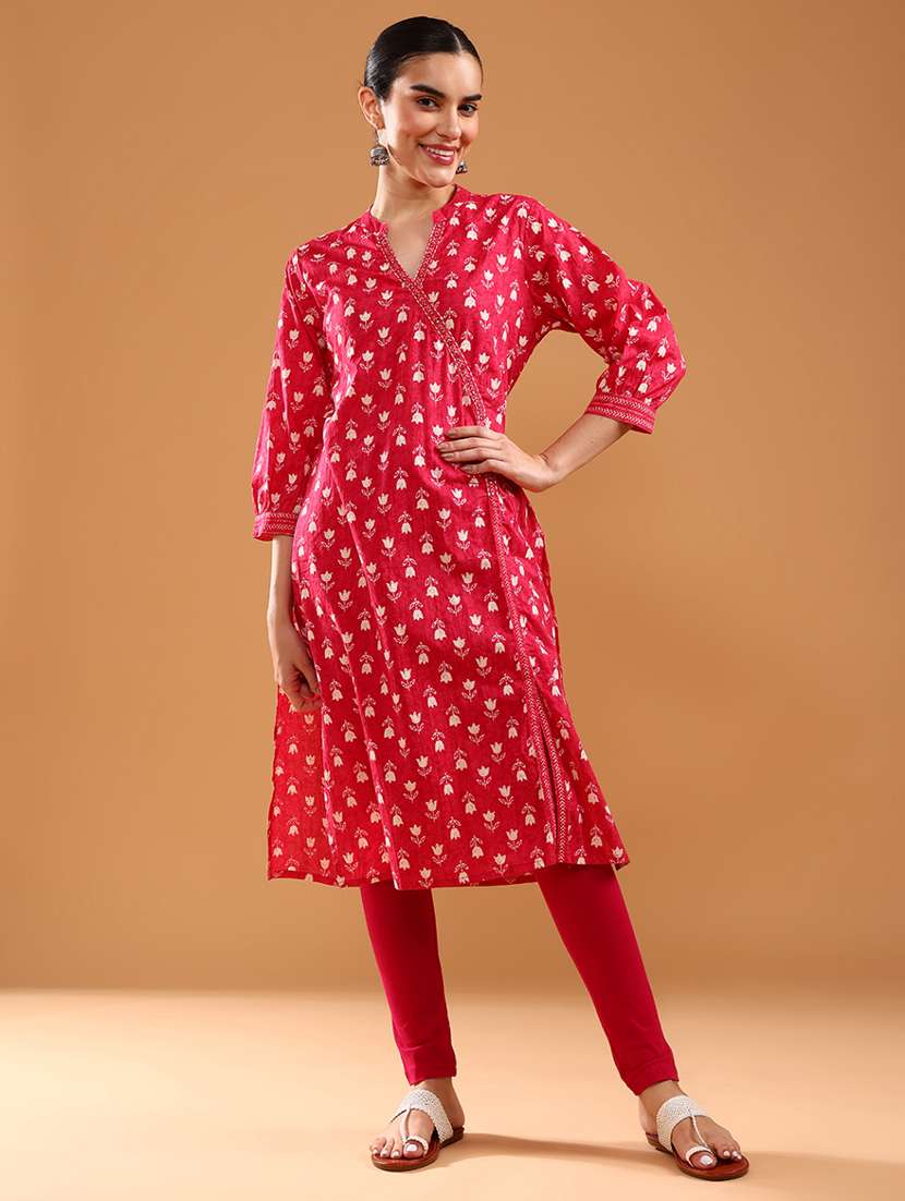 women three quarter sleeve straight kurta