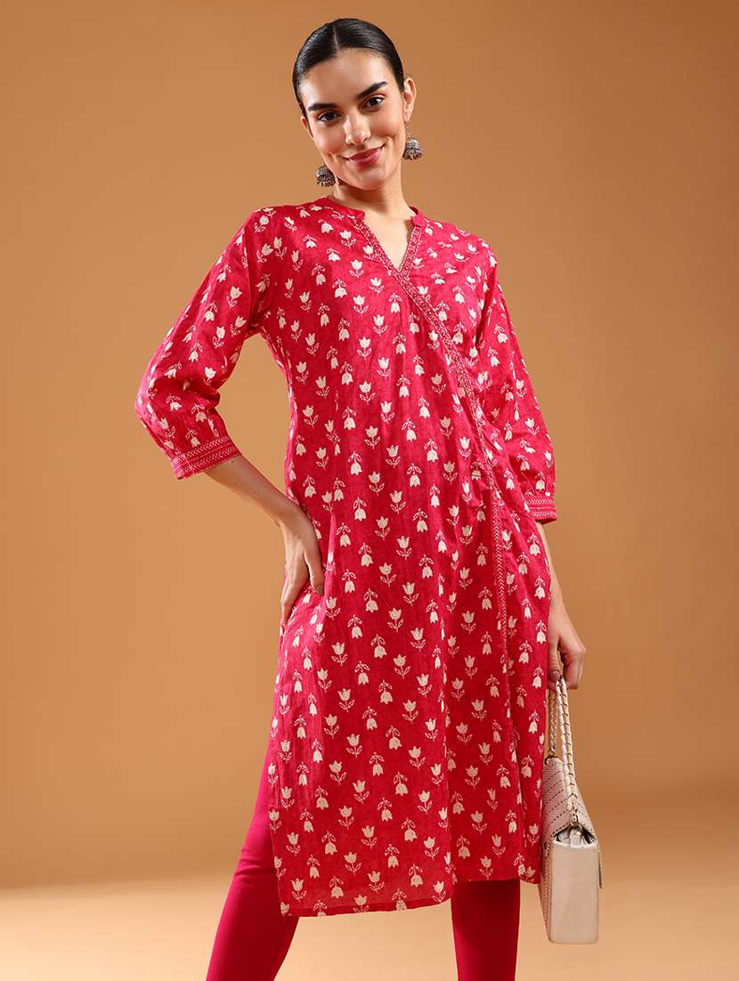 women three quarter sleeve straight kurta - 22127362 -  Standard Image - 4