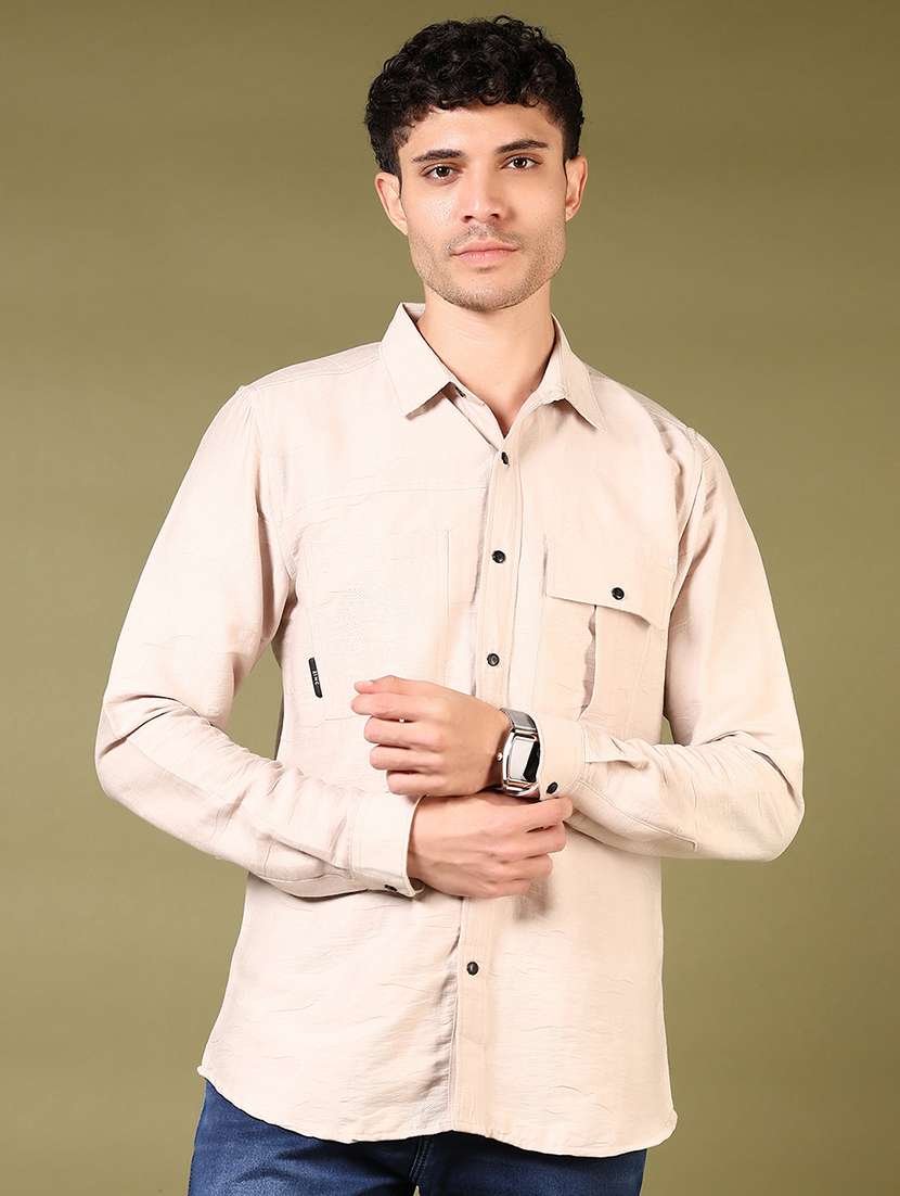 men solid long sleeve slim fit casual shirt - 22127888 -  Standard Image - 1
