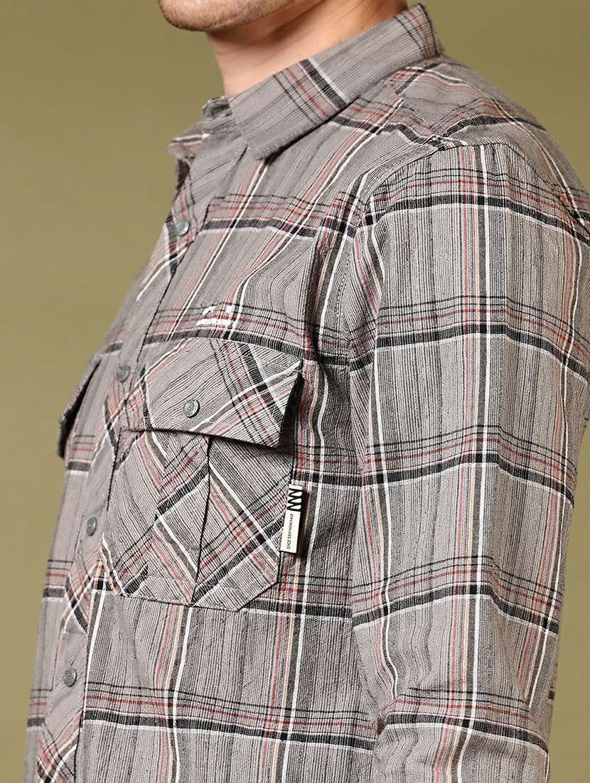 men checkered long sleeve slim fit casual shirt - 22127893 -  Standard Image - 4