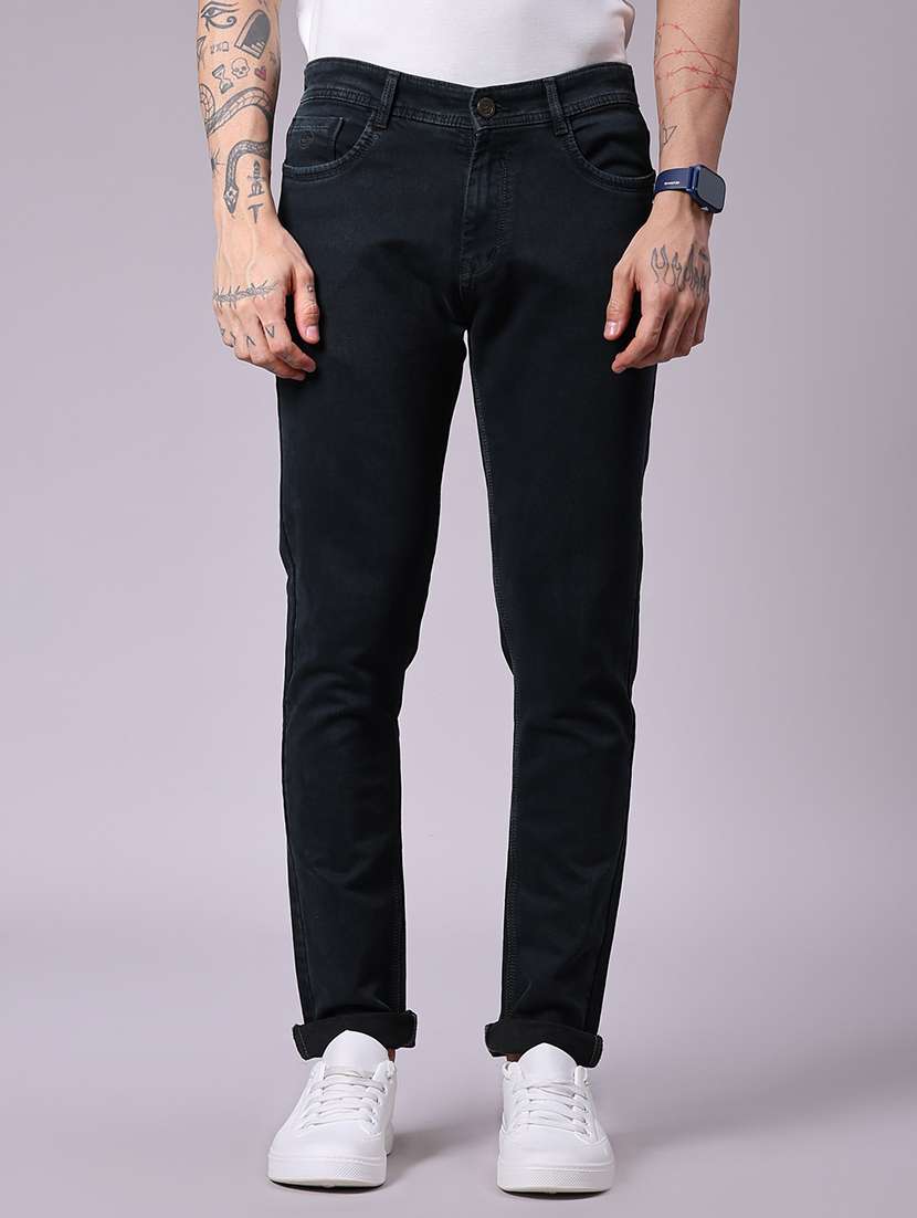 men plain mid rise full length jeans - 22129614 -  Standard Image - 1