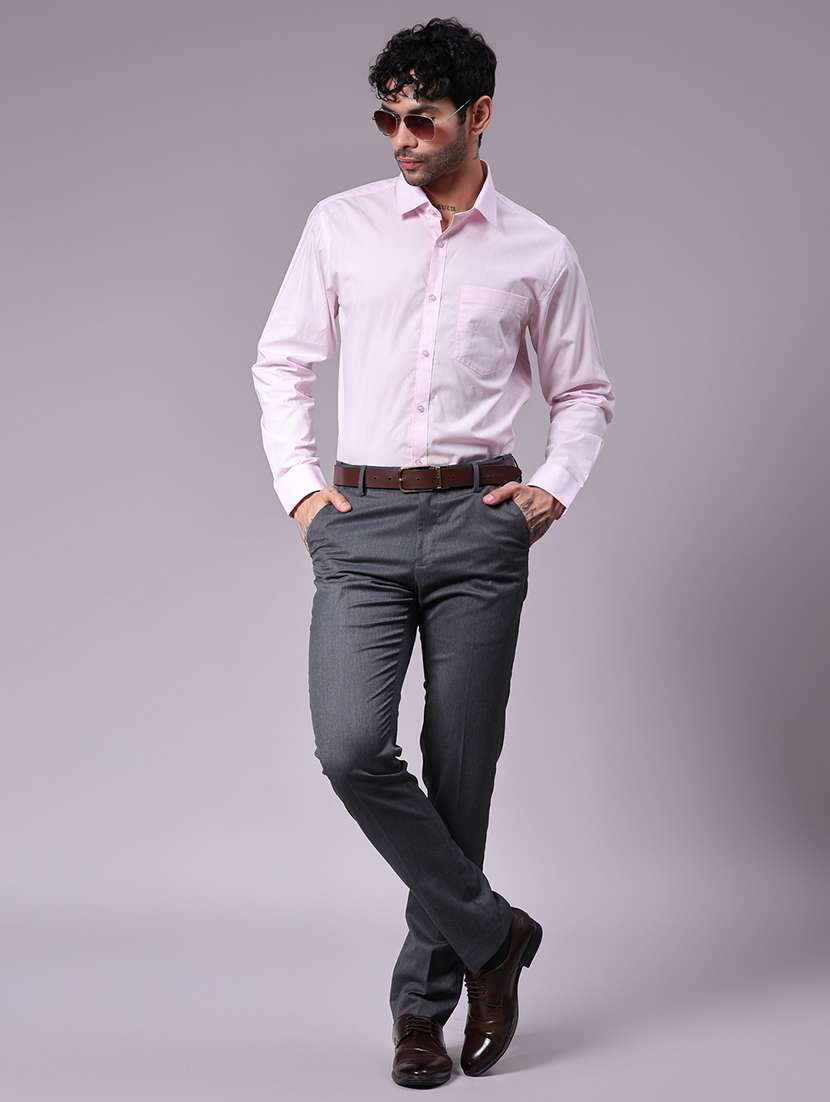 men solid mid rise flat front formal trouser - 22129640 -  Standard Image - 4