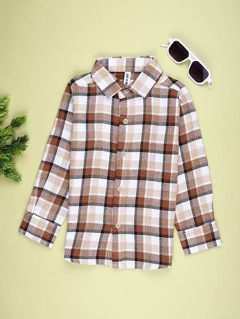 boys checkered long sleeve casual shirt