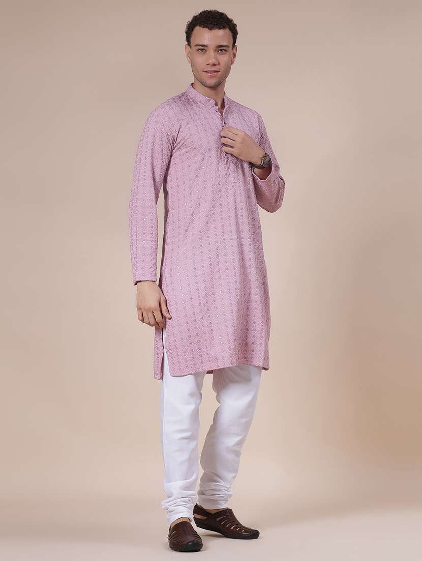 men embroidered long sleeve kurta and pyjama set - 22129992 -  Standard Image - 1