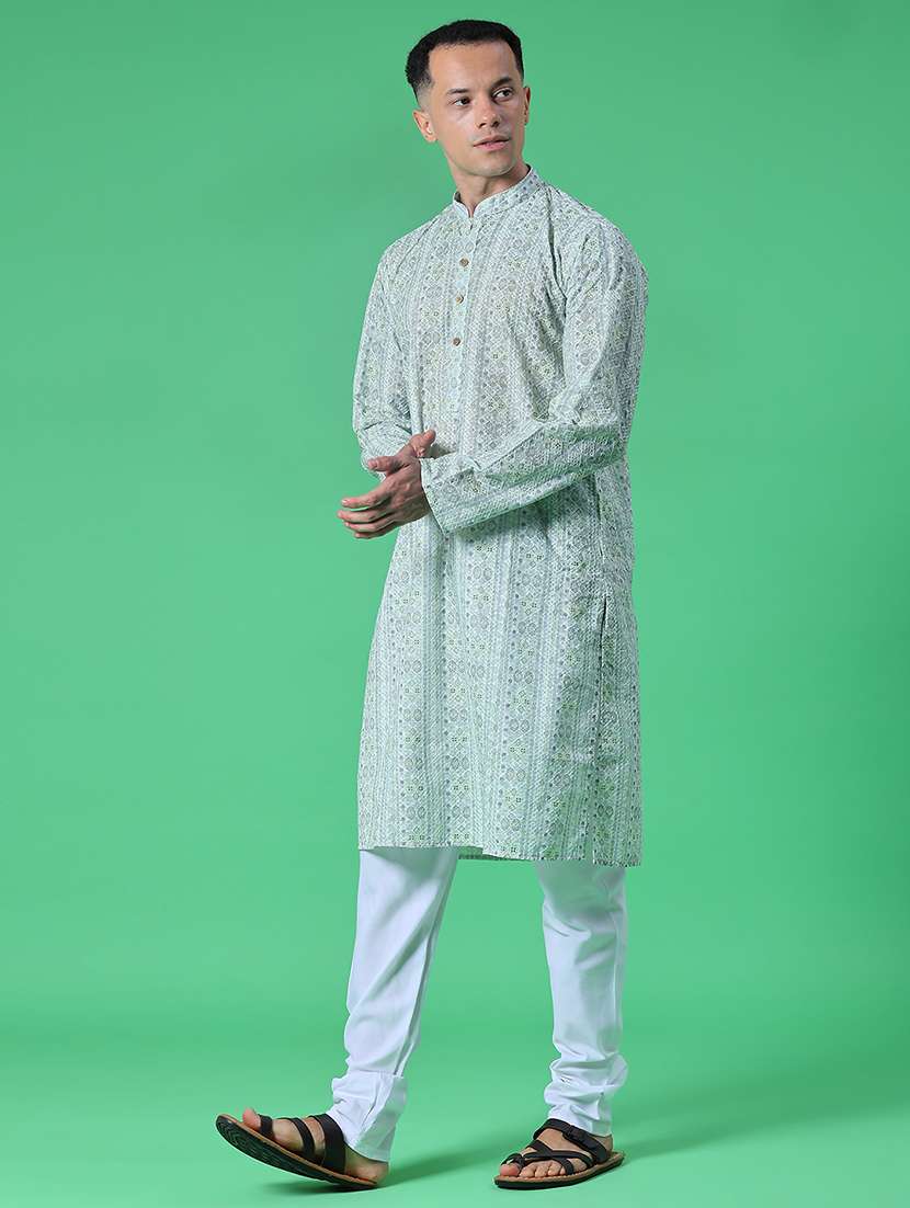 men embroidered long sleeve kurta and pyjama set - 22130122 -  Standard Image - 1
