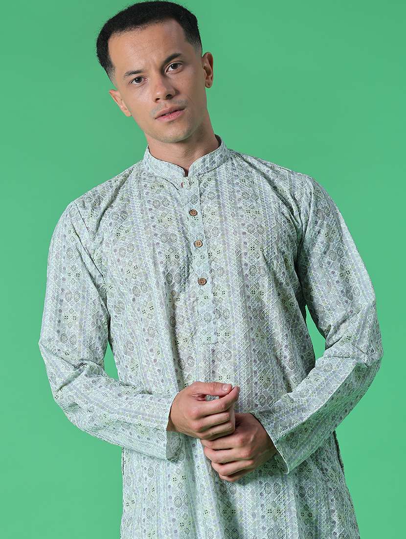 men embroidered long sleeve kurta and pyjama set - 22130122 -  Standard Image - 4
