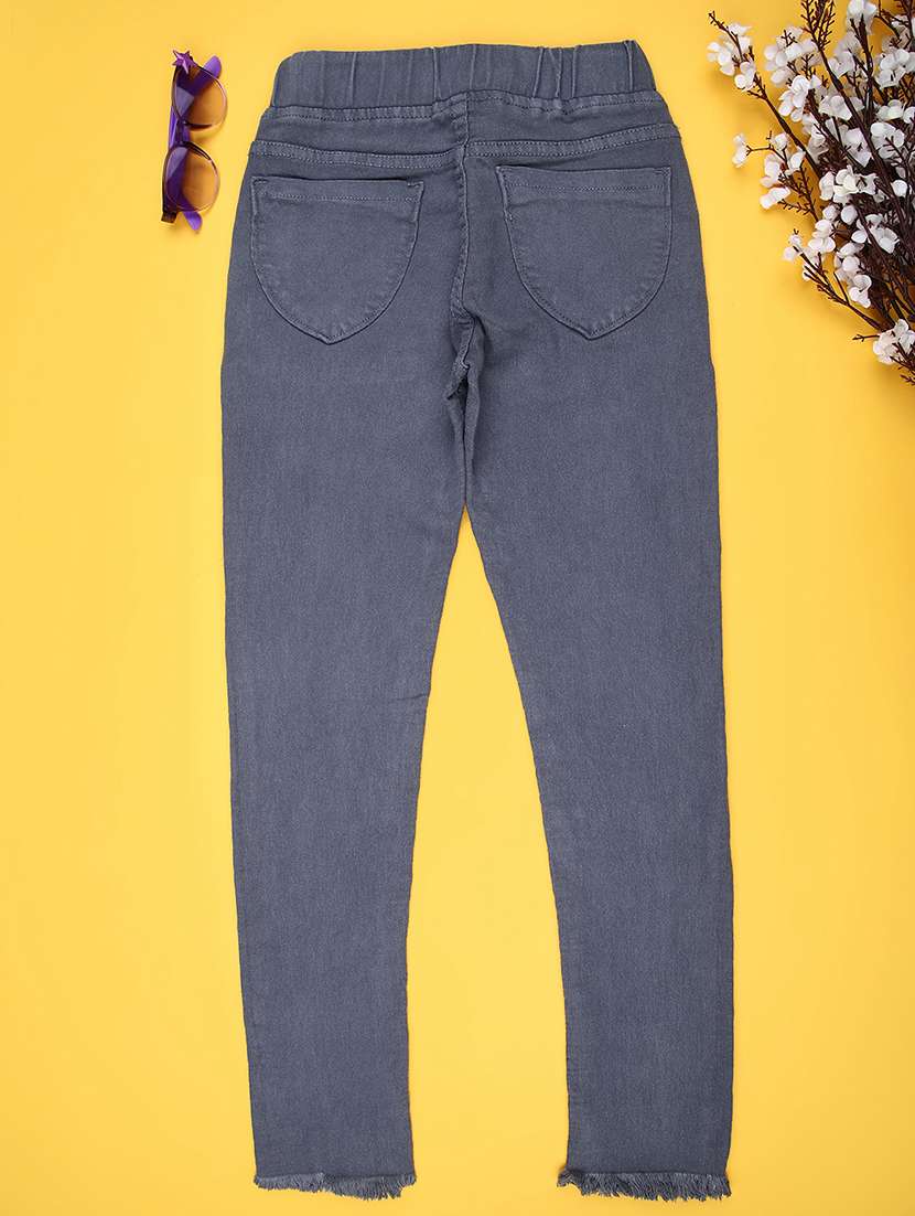 girls plain mid rise slim fit jeans - 22130709 -  Standard Image - 1