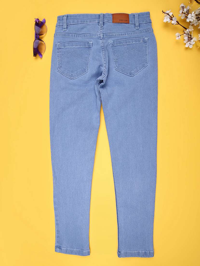 girls plain mid rise slim fit jeans - 22130713 -  Standard Image - 1