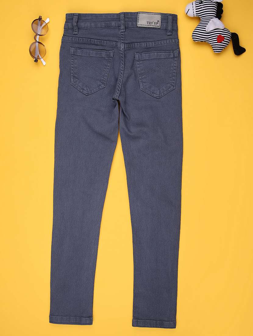 girls plain mid rise slim fit jeans - 22130714 -  Standard Image - 1
