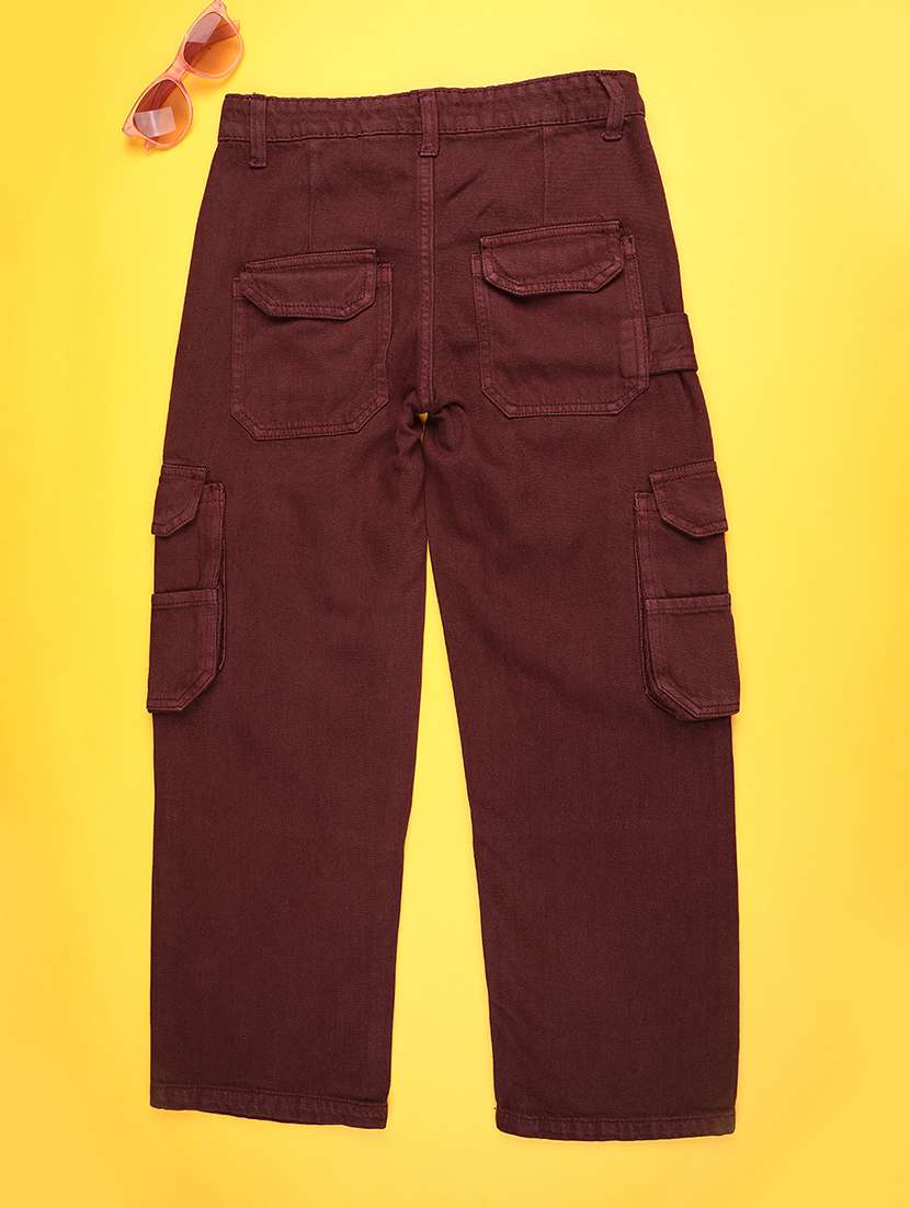 maroon cotton jean - 22131030 -  Standard Image - 1