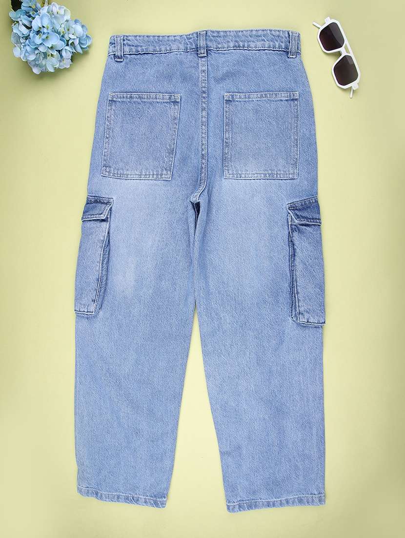 boys plain mid rise relaxed fit cargo - 22131314 -  Standard Image - 1