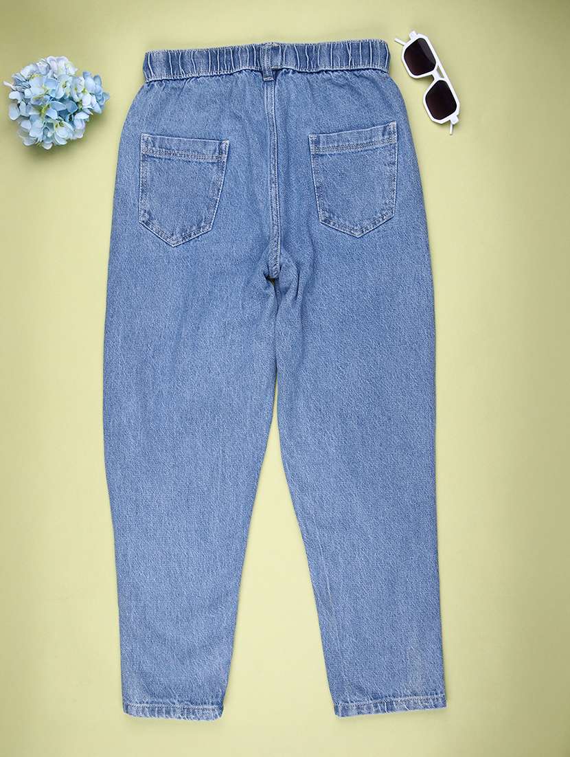 boys solid mid rise relaxed fit jeans - 22131318 -  Standard Image - 1