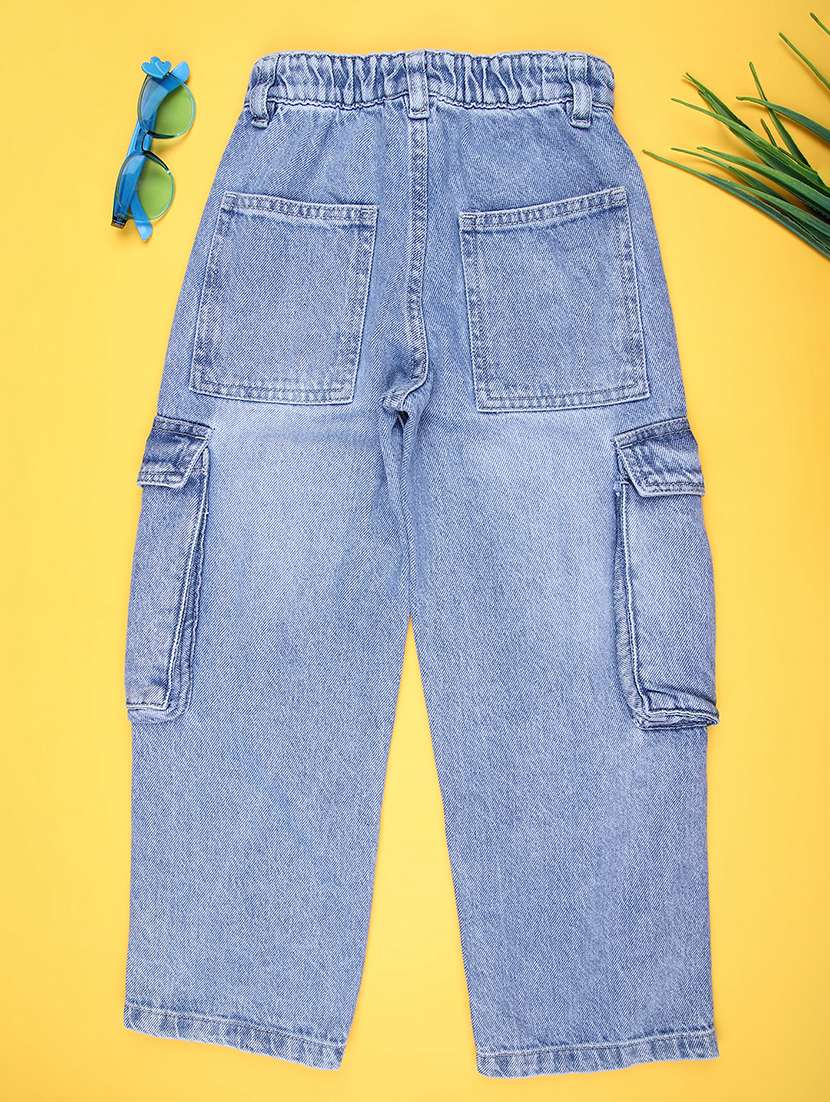 boys plain mid rise relaxed fit cargo - 22131329 -  Standard Image - 1