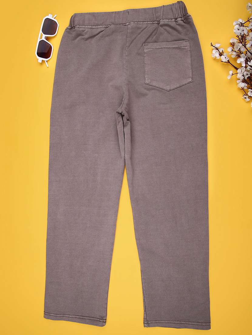 boys solid mid rise straight fit trouser - 22131452 -  Standard Image - 1