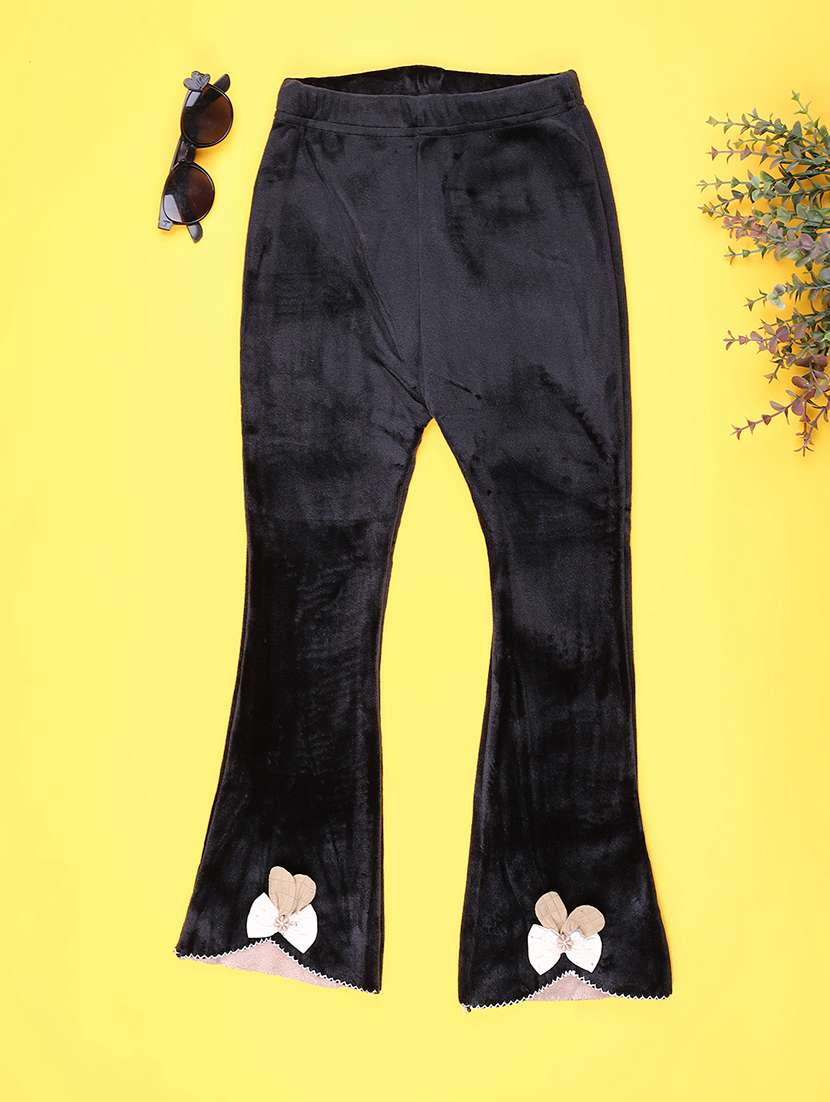 girls solid mid rise pyjama