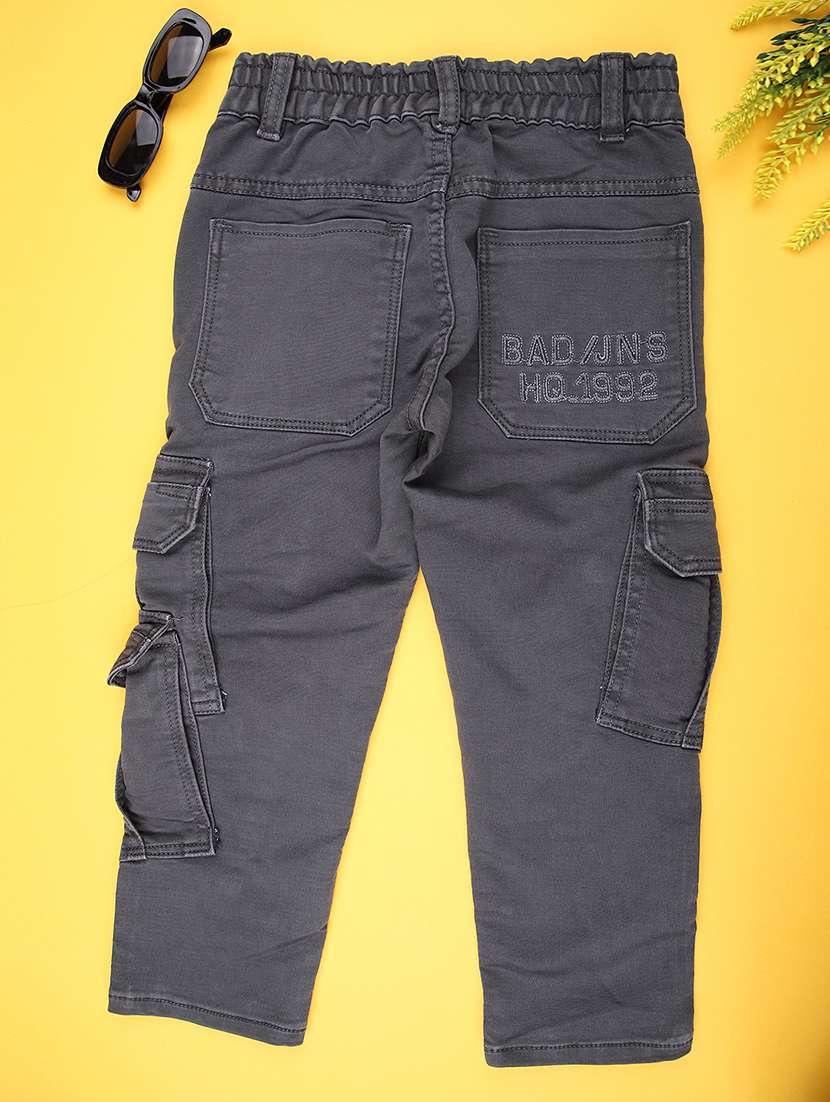 boys solid mid rise regular fit cargo - 22135355 -  Standard Image - 1