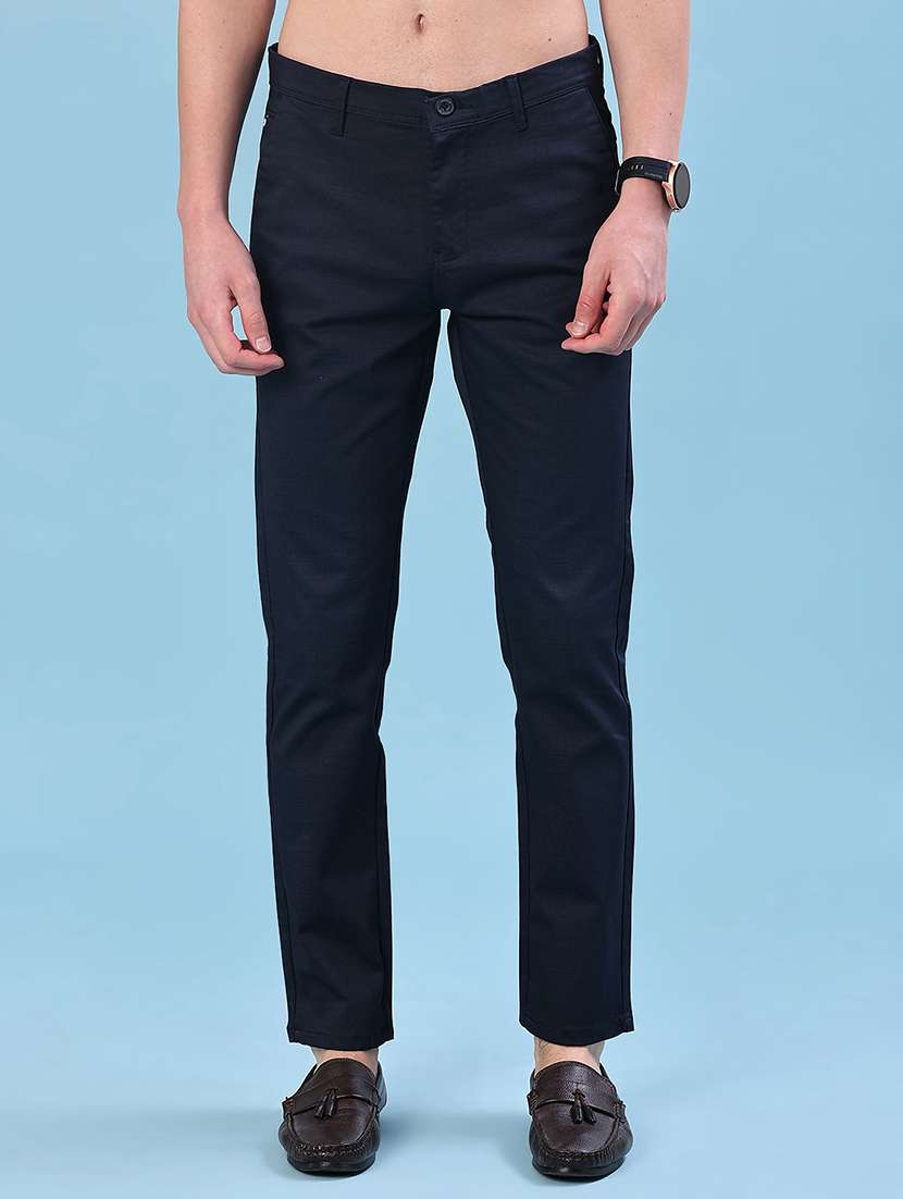 men solid mid rise chinos casual trouser - 22135603 -  Standard Image - 1