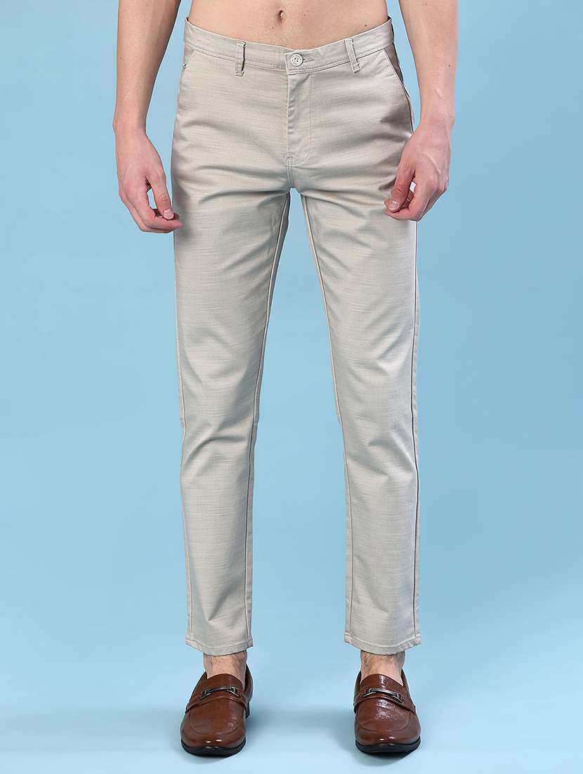 men solid mid rise chinos casual trouser - 22135604 -  Standard Image - 1