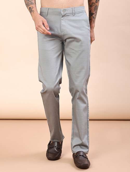 men solid mid rise chinos casual trouser - 22135605 -  Standard Image - 0
