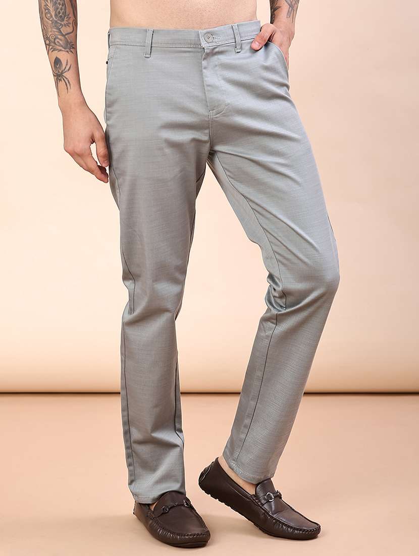 men solid mid rise chinos casual trouser - 22135605 -  Standard Image - 1