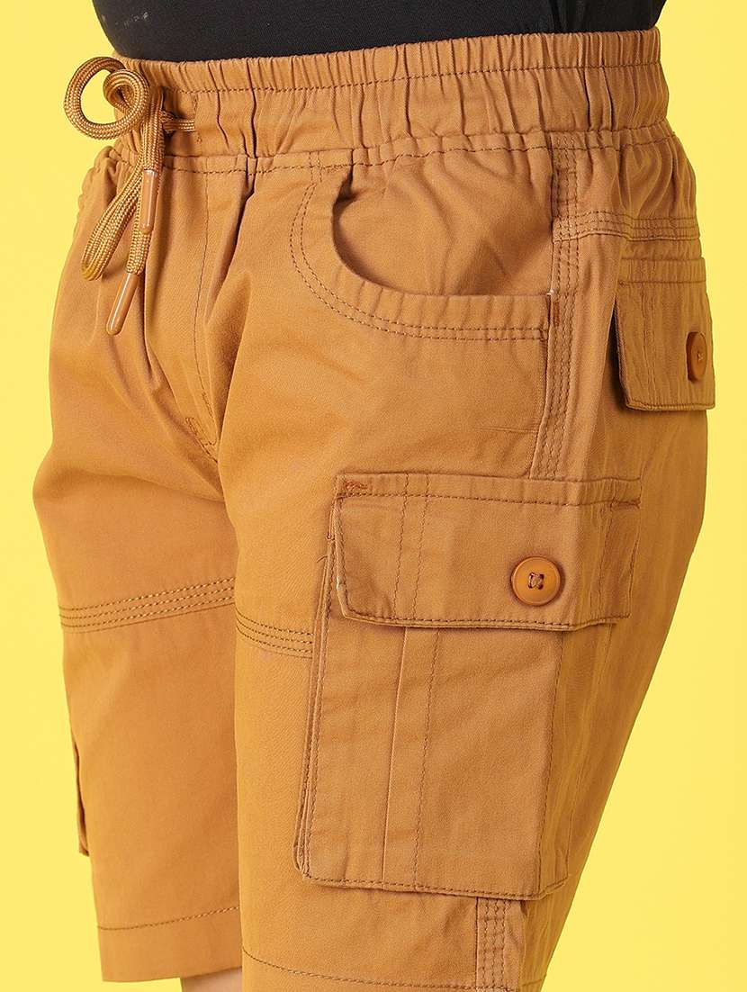 khaki cotton shorts & three fourth - 22136078 -  Standard Image - 1