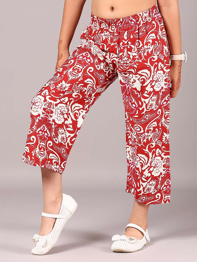 girls red cotton palazzo trouser - 22136645 -  Standard Image - 1
