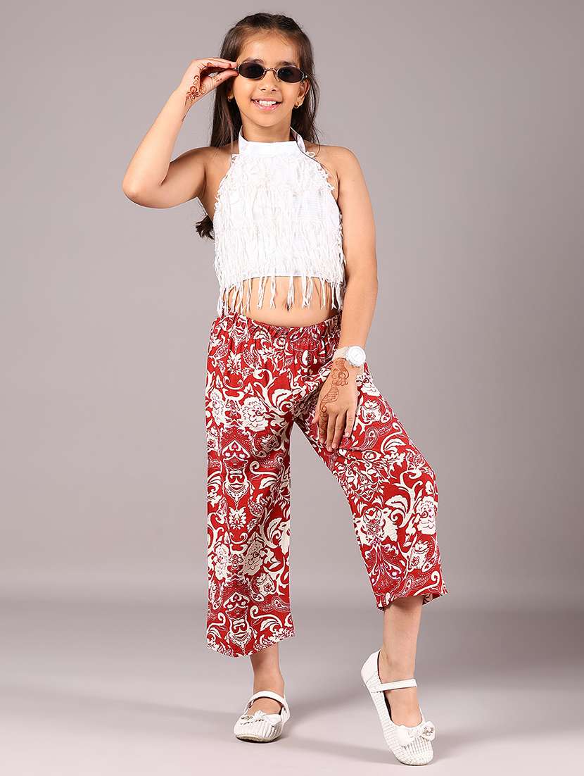 girls red cotton palazzo trouser - 22136645 -  Standard Image - 4