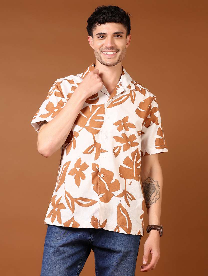 men printed short sleeve regular fit casual shirt - 22136925 -  Standard Image - 1