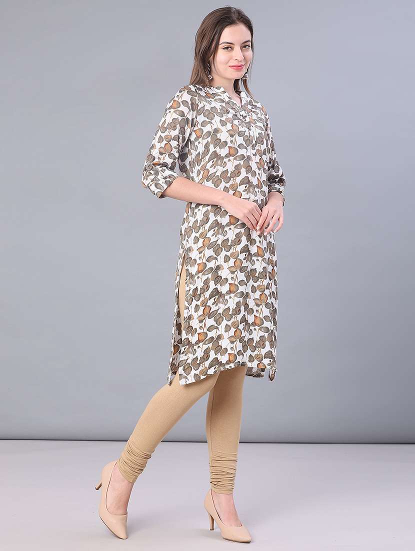 women printed three quarter sleeve straight kurta - 22137073 -  Standard Image - 1