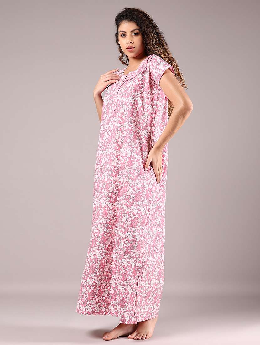 women printed short sleeve nighty - 22137080 -  Standard Image - 1