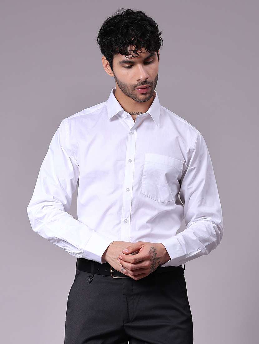 men solid collared long sleeve shirt - 22137238 -  Standard Image - 1