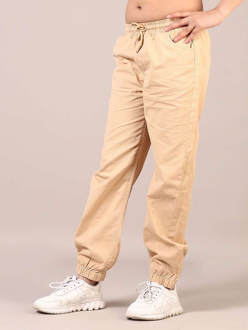 girls plain mid rise regular fit jogger - 22137262 -  Standard Image - 1