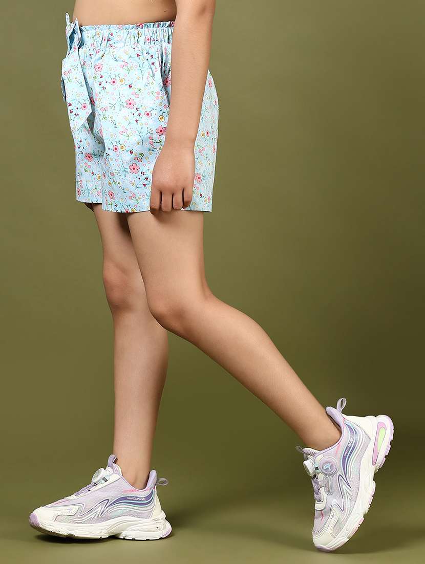 girls floral printed mid rise shorts  - 22137475 -  Standard Image - 1