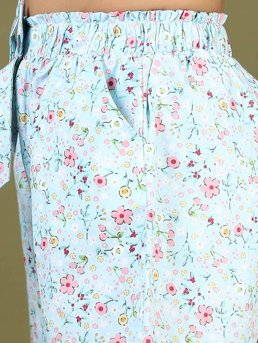 girls floral printed mid rise shorts  - 22137475 -  Standard Image - 4