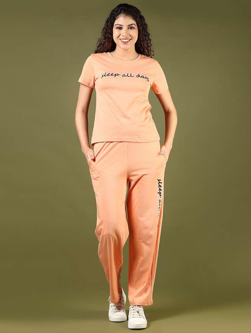 women coral cotton blend nightwear set - 22137684 -  Standard Image - 1