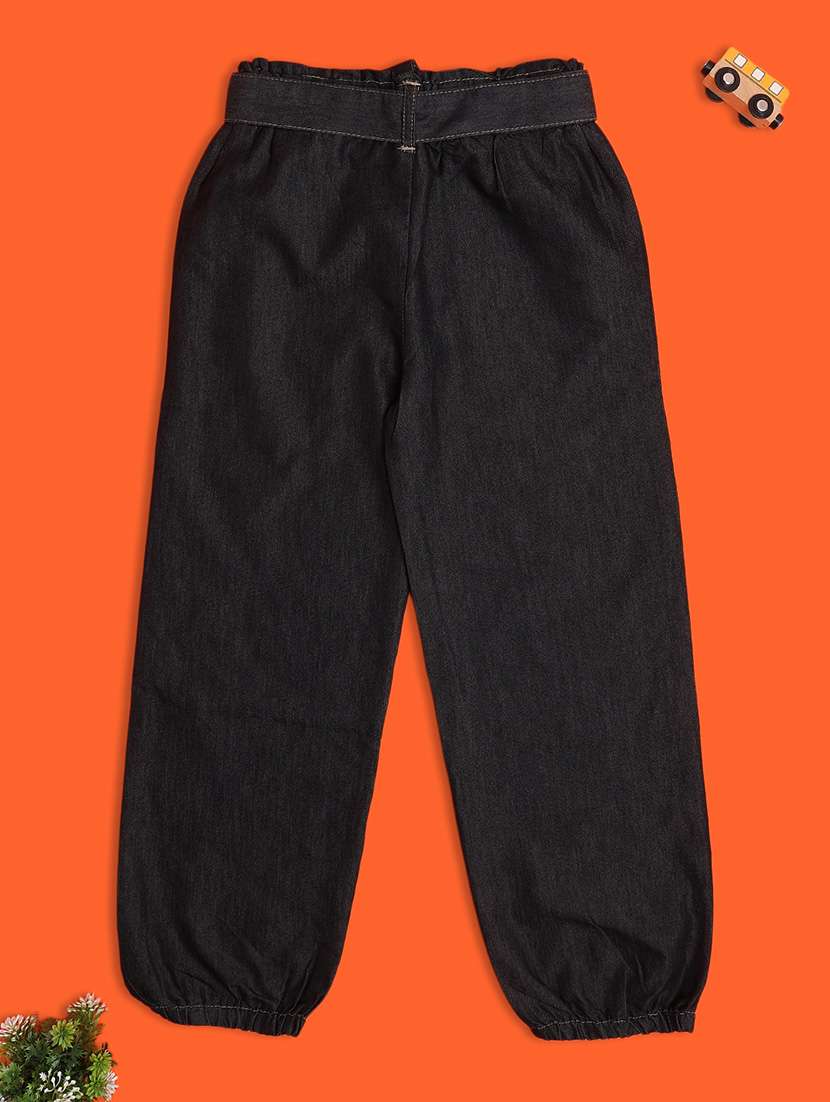 girls black cotton plain jean - 22137864 -  Standard Image - 1