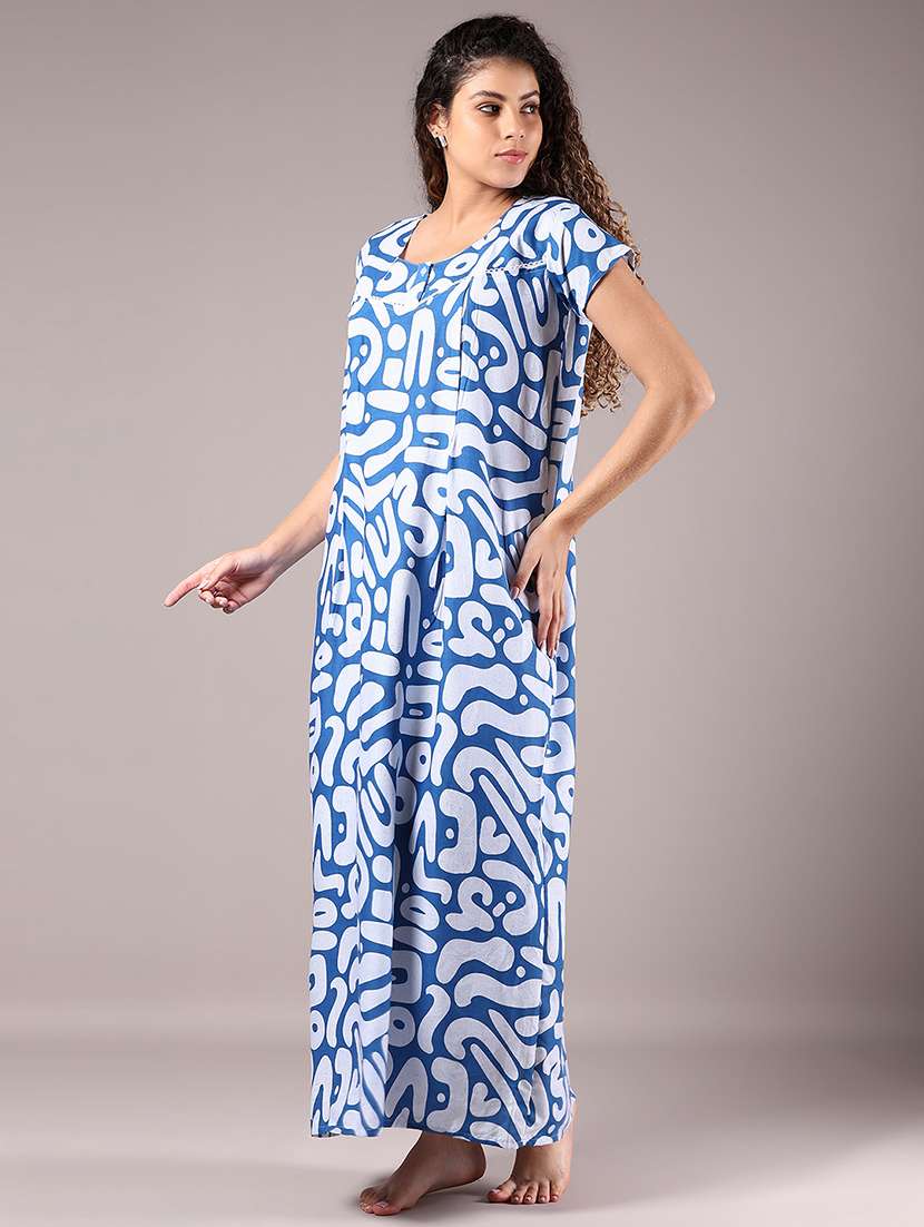 women printed short sleeve nighty - 22137892 -  Standard Image - 1