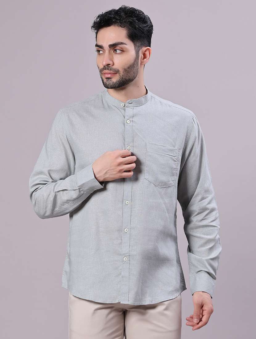 men solid long sleeve regualr fit casual shirt - 22137981 -  Standard Image - 1