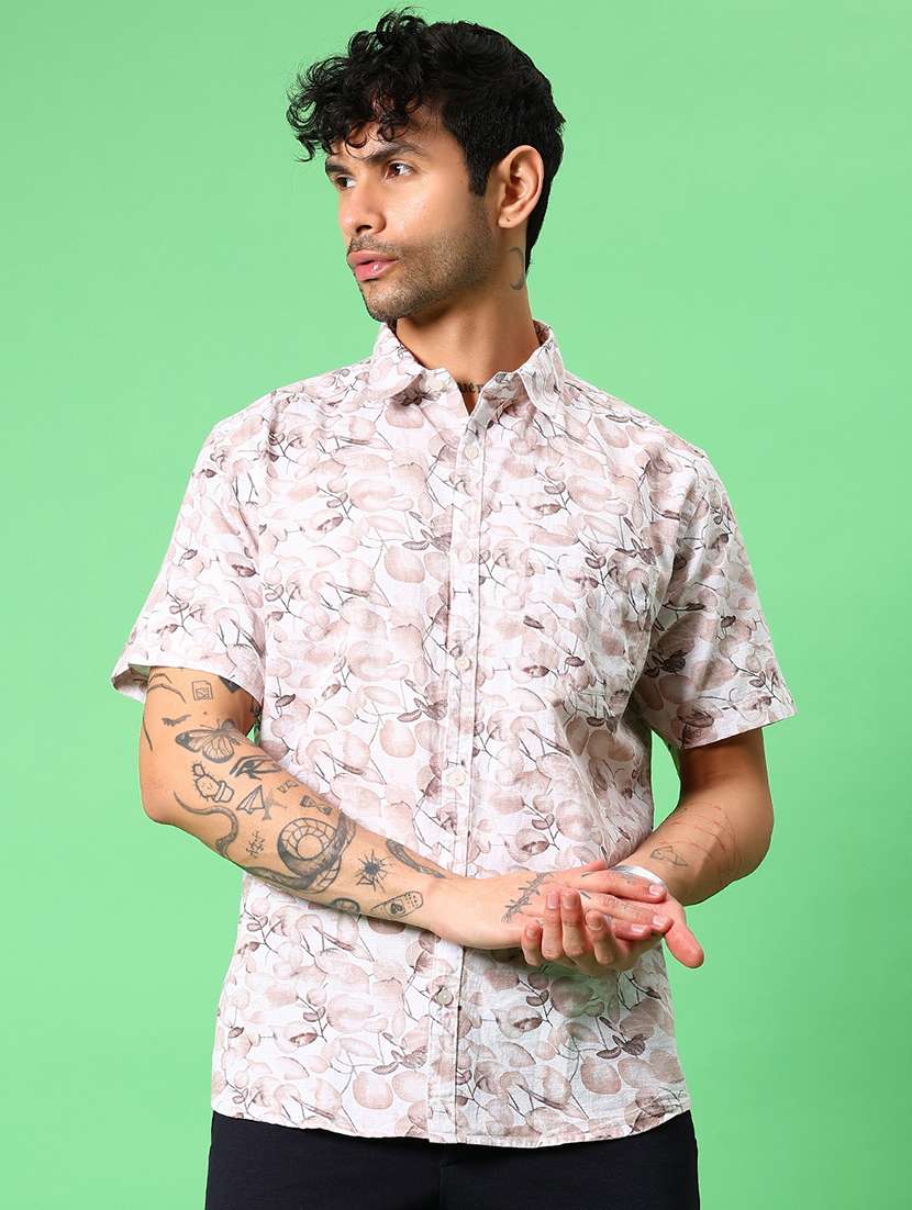 men printed short sleeve regular fit casual shirt - 22137997 -  Standard Image - 1